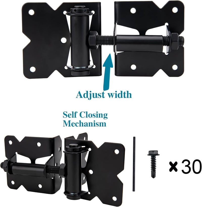 CMOOD Self Locking Gate Latch and Gate Hinges Set Heavy Duty Hardware Hinges for Vinyl and Wood Fence with Installation Screws and Swing Adjuster Tool Heavy Duty 1 Gate Latch 2 Gate Hinge - Image 4